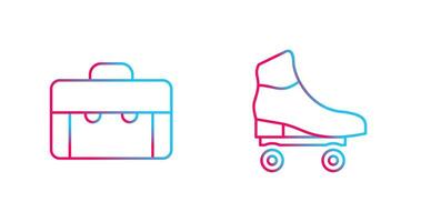 resväska och skridskor ikon vektor