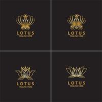 goldene Lotusblume Logo Vektor-Design-Vorlage vektor