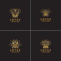 gyllene lotusblomma logotyp vektor formgivningsmall