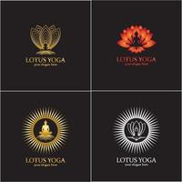 Yoga-Logo-Design, menschliche Meditation in Lotusblumen-Vektor-Illustration vektor