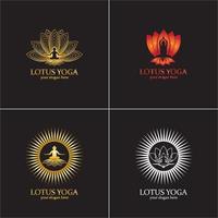 Yoga-Logo-Design, menschliche Meditation in Lotusblumen-Vektor-Illustration vektor