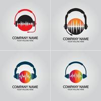 Kopfhörer-DJ, Logo für die Aufnahme von Musikstudios vektor