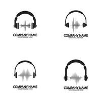 Kopfhörer mit Schallwellen schlägt Logo-Design-Vektor-Illustration vektor