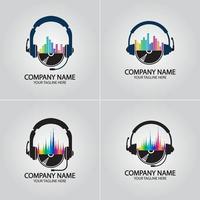 Kopfhörer-DJ, Logo für die Aufnahme von Musikstudios vektor