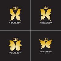 gyllene fjäril logotyp. kunglig fjäril logotyp vektor
