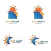 Sonne Solarenergie Logo Design-Vorlage. Logodesigns für Solartechnologie vektor
