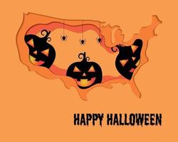 glad halloween pumpa Amerika karta papper vektor