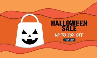 Halloween-Verkauf mit Taschenpapierschnitt vektor