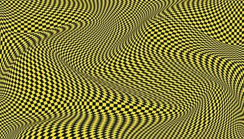 svart och gul förvrängd rutig bakgrund vektor