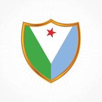 djibouti flagga vektor med sköldram