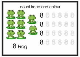 Zählspur und Farbe Frosch Nummer 8 vektor