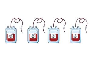 blodpåse för donation vektor illustration. blodtyp a, b, ab, o