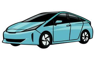prius bilar vektor illustration, vektor illustration av en populär hybrid bil,