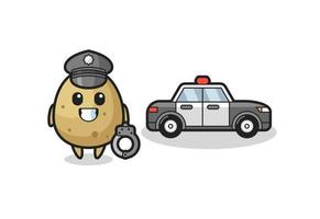 Cartoon-Maskottchen Kartoffel als Polizei vektor
