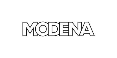 modena i de italia emblem. de design funktioner en geometrisk stil, vektor illustration med djärv typografi i en modern font. de grafisk slogan text.