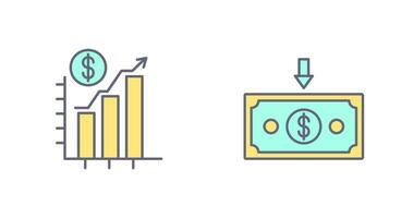 Diagramm oben und Geld Nieder Symbol vektor