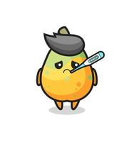 Papaya-Maskottchen-Charakter mit Fieberzustand vektor