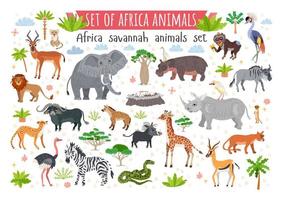 africa savannah djur set. vilda tropiska djur vektor