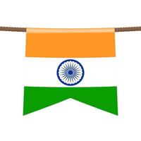 indiens nationella flaggor hänger på repen vektor