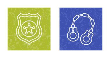 Polizei Schild und Handschelle Symbol vektor