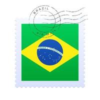 brasilien briefmarke. Nationalflagge Briefmarke isoliert auf weiss vektor