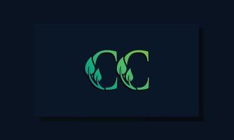 minimales cc-Logo im Blattstil. vektor
