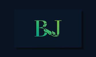 minimal leaf style initial bj logo. vektor