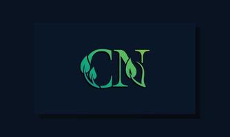 minimal leaf style initial cn logo. vektor