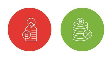 nicht akzeptiert und Bitcoin Etikette Etikett Symbol vektor