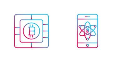 Bitcoin Chip und Handy, Mobiltelefon Symbol vektor