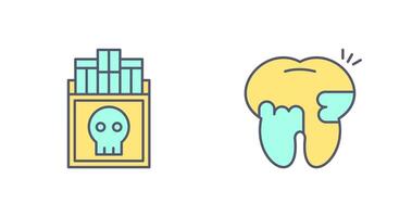 Rauchen tötet und Zahnschmerzen und Plakette Symbol vektor
