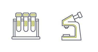 Prüfung Tube und Mikroskop Symbol vektor