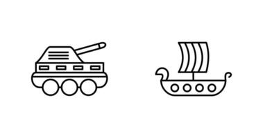infanteri tank och viking fartyg ikon vektor