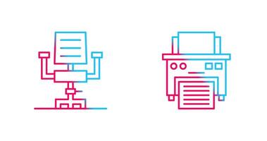 Schreibtisch Stuhl und Drucker Symbol vektor