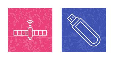 Satellit und USB Fahrt Symbol vektor