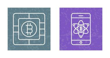 Bitcoin Chip und Handy, Mobiltelefon Symbol vektor