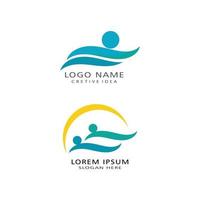 einfaches Schwimmbad Silhouette Meer Ozean Wasserwelle Logo vektor