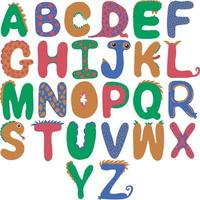 dinosaurie alfabet i olika färger för barn vektor