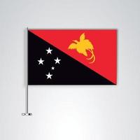 Papua-Neuguinea-Flagge mit Metallstab vektor