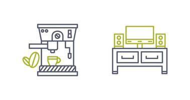 Kaffee Maschine und Fernsehen Symbol vektor