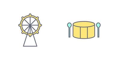 Ferris Rad und Trommel Symbol vektor