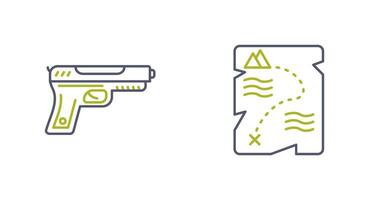 Gewehr und Schatz Symbol vektor