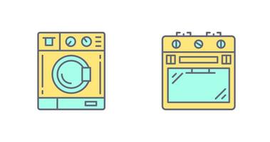 tvättning maskin och spis ikon vektor