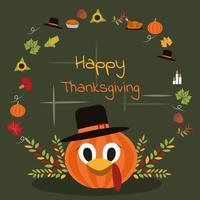 Happy Thanksgiving Day Essen Herbst Herbst Saison Geschenk flache Illustration vektor