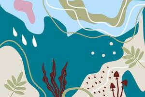 modern abstrakt bakgrund i marin toner med botanisk element. för baner, affisch, flygblad, mobil app eller webb baner bakgrund vektor