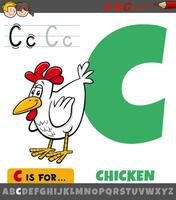 brev c från alfabet med tecknad serie kyckling fågel vektor