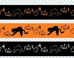 Halloween Linie einstellen dekorativ Grenze, Linie, Illustration, Behandlung, rahmen, Material, Oktober, Kürbis, Herbst , schwarz Katze vektor