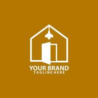 öffnen Tür Haus Logo Design Vektor