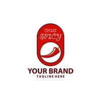 Chili würzig Etikette Symbol Essen Logo desain Vektor