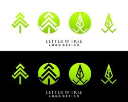 Brief w Monogramm natürlich Baum Logo Design. vektor